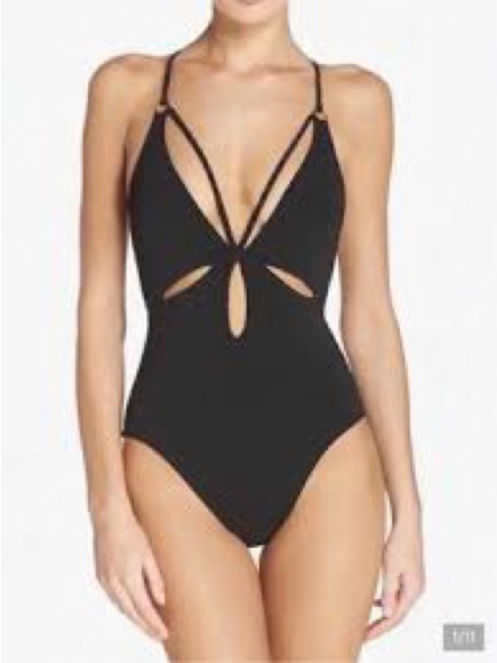 Robin Piccone Ava Braided Cut Out One Piece Swimsuit Black Size 8